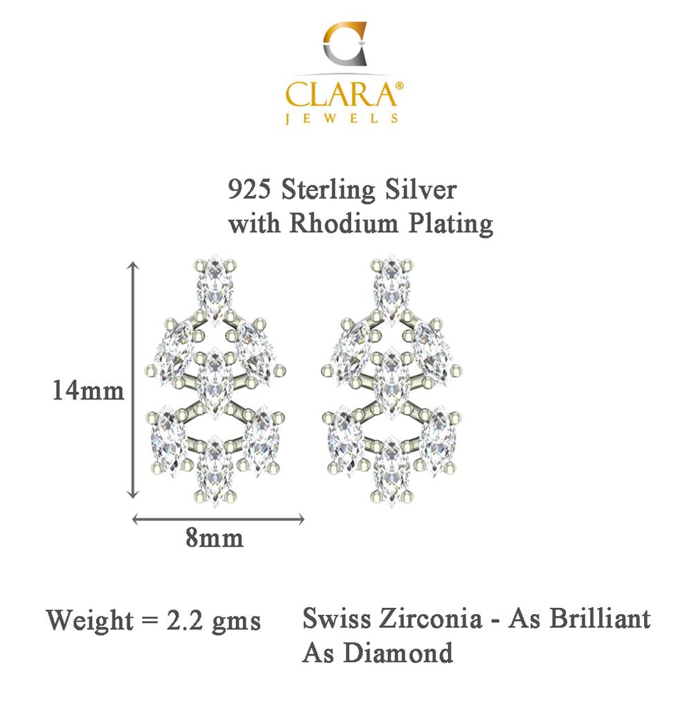 925 Sterling Silver Swiss Zirconia Daisy Earring With Screw Back Gift For Women And Girls : CSWZME75