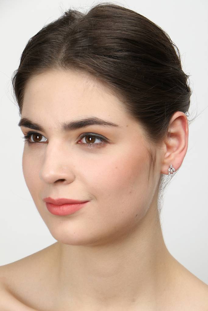 925 Sterling Silver Swiss Zirconia Daisy Earring With Screw Back Gift For Women And Girls : CSWZME75