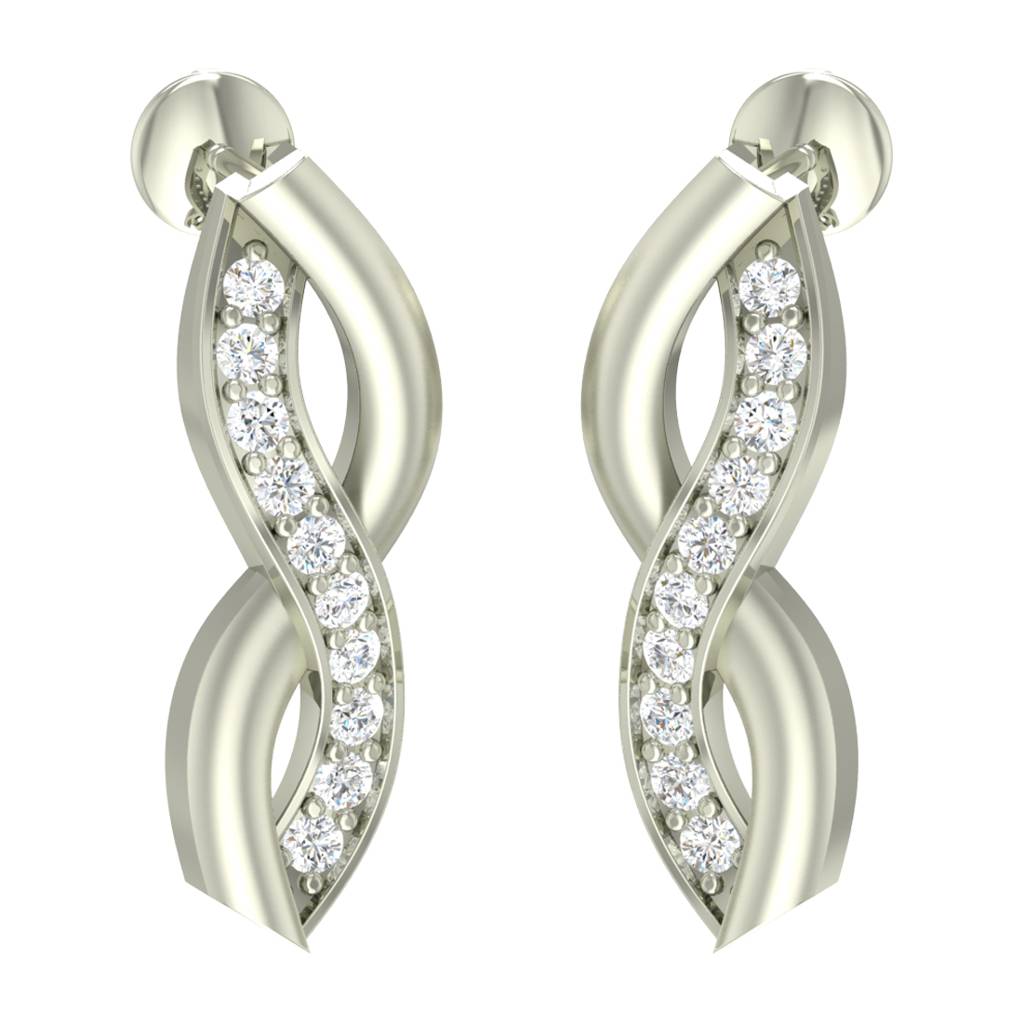 925 Sterling Silver Swiss Zirconia Twist Earring With Screw Back Gift For Women And Girls : CSWZME77