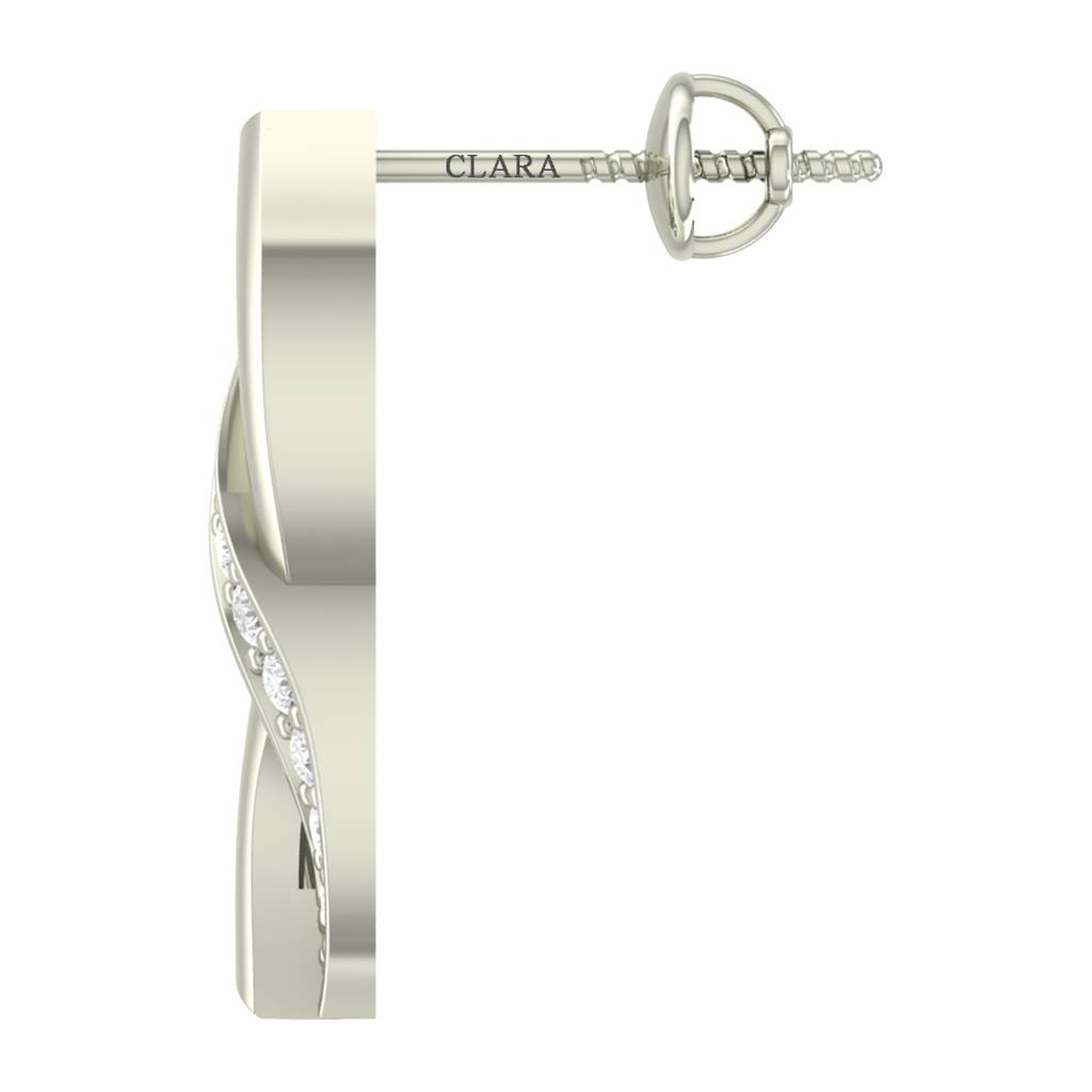 925 Sterling Silver Swiss Zirconia Twist Earring With Screw Back Gift For Women And Girls : CSWZME77