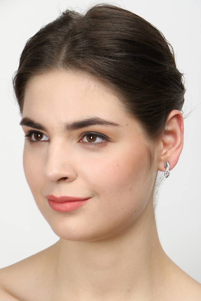 925 Sterling Silver Swiss Zirconia Twist Earring With Screw Back Gift For Women And Girls : CSWZME77