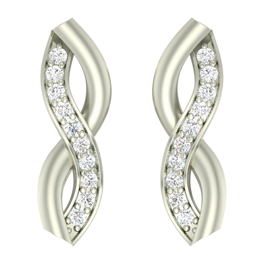 925 Sterling Silver Swiss Zirconia Twist Earring With Screw Back Gift For Women And Girls : CSWZME77