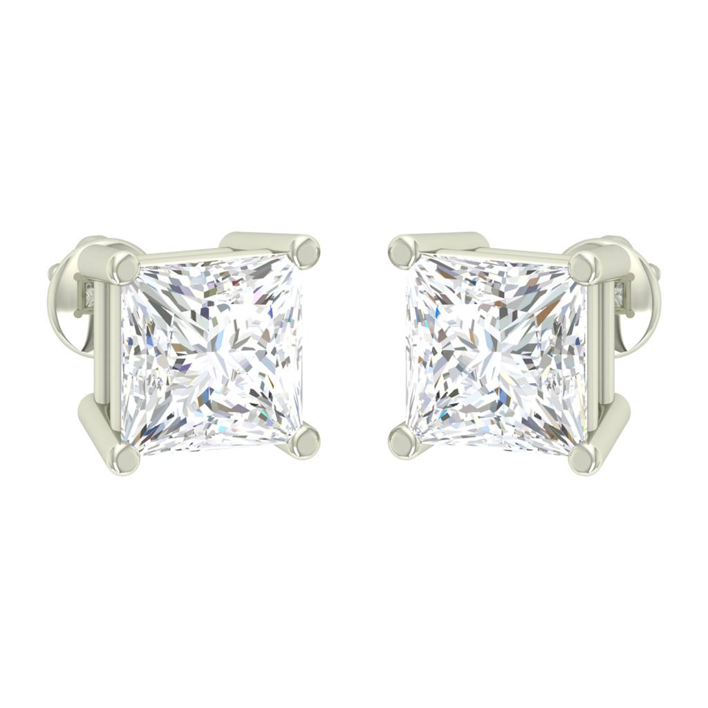 925 Sterling Silver Swiss Zirconia Square Earring With Screw Back Gift For Women And Girls : CSWZME78