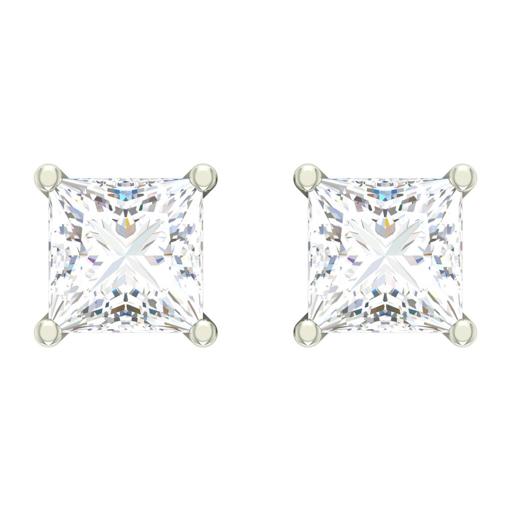 925 Sterling Silver Swiss Zirconia Square Earring With Screw Back Gift For Women And Girls : CSWZME78