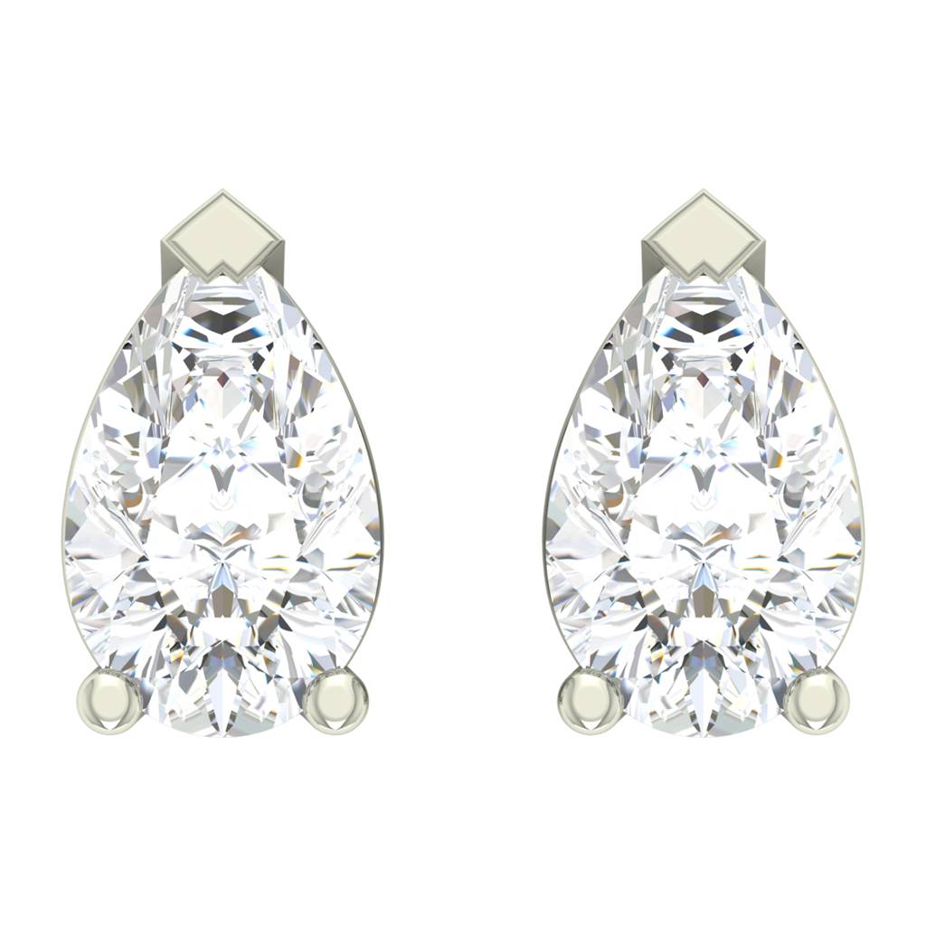 925 Sterling Silver Swiss Zirconia Pear Earring With Screw Back Gift For Women And Girls : CSWZME79