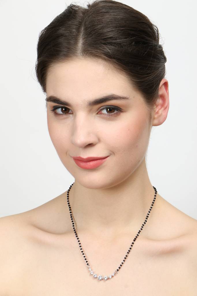 925 Sterling Silver 7 Stone Mangalsutra Tanmaniya Pendant With Chain Gift For Women And Girls : CSWZMP53