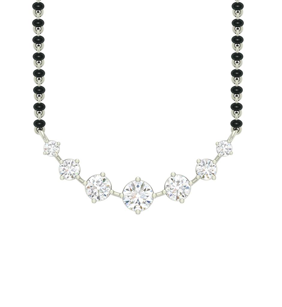 925 Sterling Silver 7 Stone Mangalsutra Tanmaniya Pendant With Chain Gift For Women And Girls : CSWZMP53