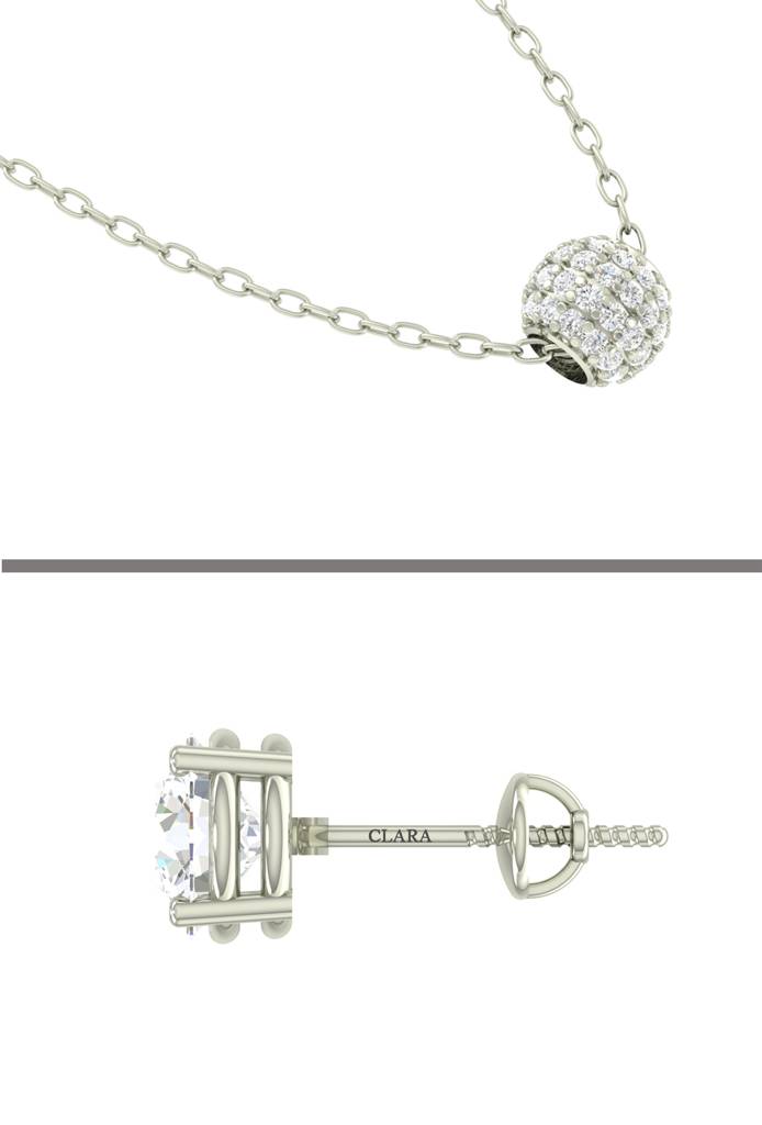 925 Sterling Silver Rhodium Plated Ball Pendant Earring Necklace Set With Chain Gift For Women And Girls : CSWZMP55ME51_SCH
