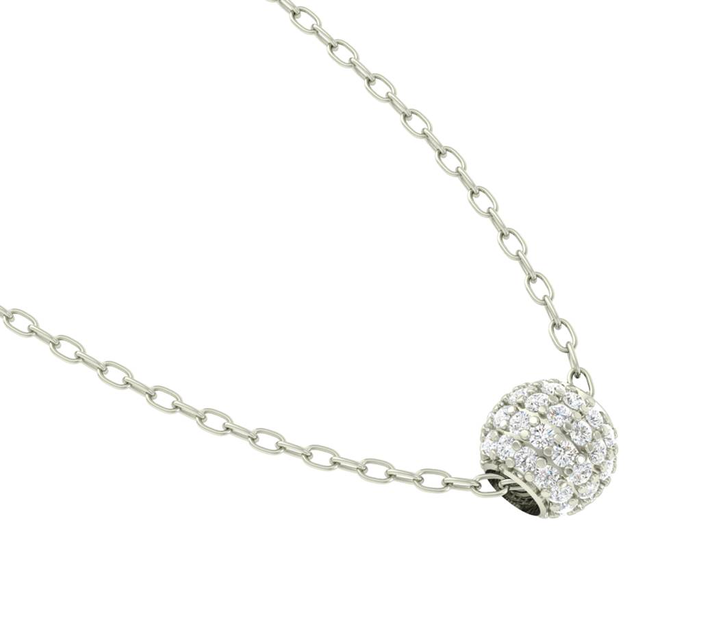 925 Sterling Silver Rhodium Plated Ball Pendant Necklace With Chain Gift For Women And Girls : CSWZMP55_SCH