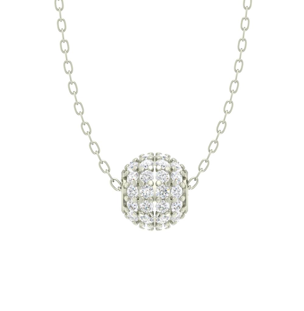 925 Sterling Silver Rhodium Plated Ball Pendant Necklace With Chain Gift For Women And Girls : CSWZMP55_SCH