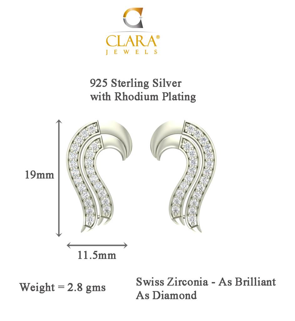 925 Sterling Silver Rhodium Plated Zoe Pendant Earring Necklace Set With Chain Gift For Women And Girls : CSWZMP60ME60_SCH