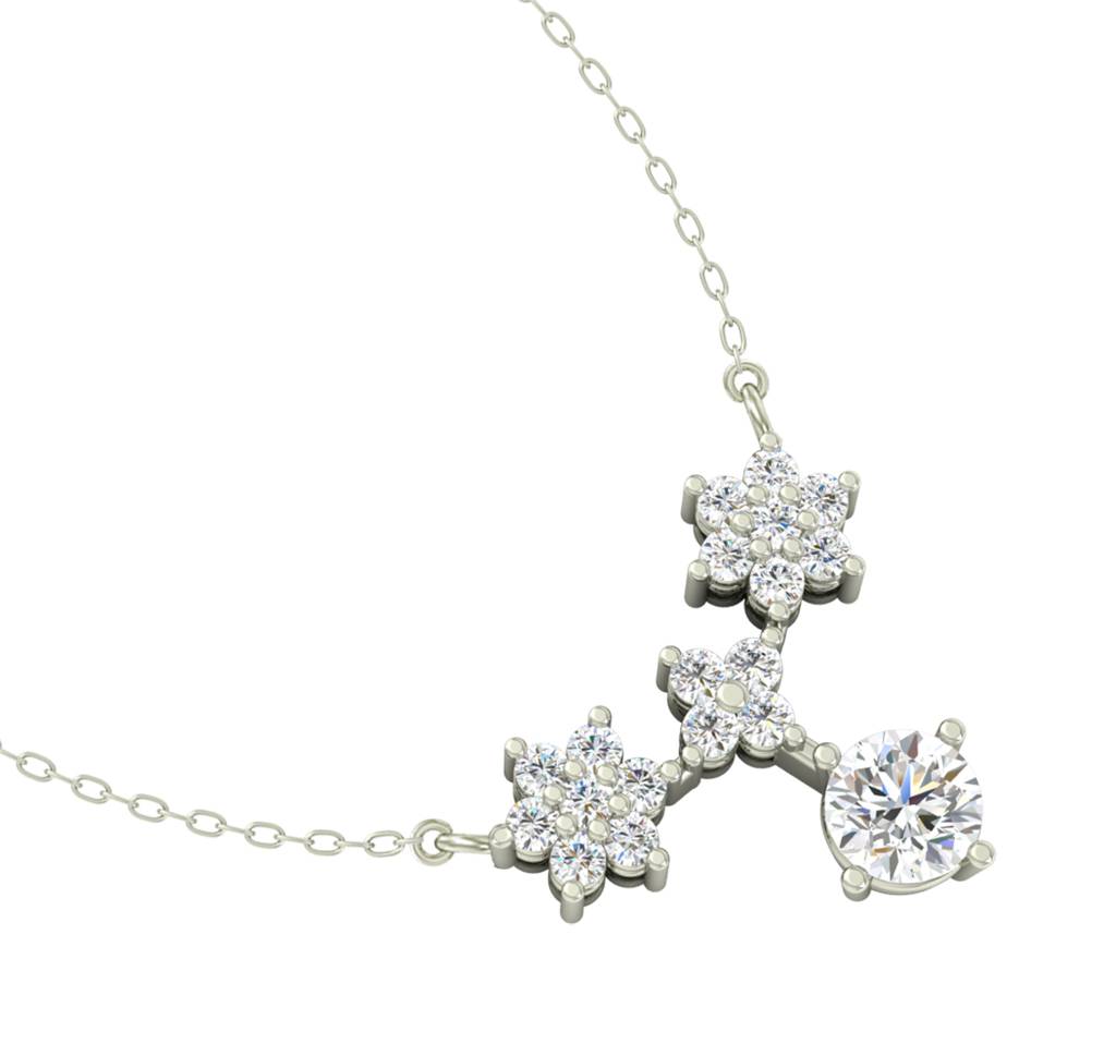 925 Sterling Silver Rhodium Plated Lily Pendant Necklace With Chain Gift For Women And Girls : CSWZMP62_SCH