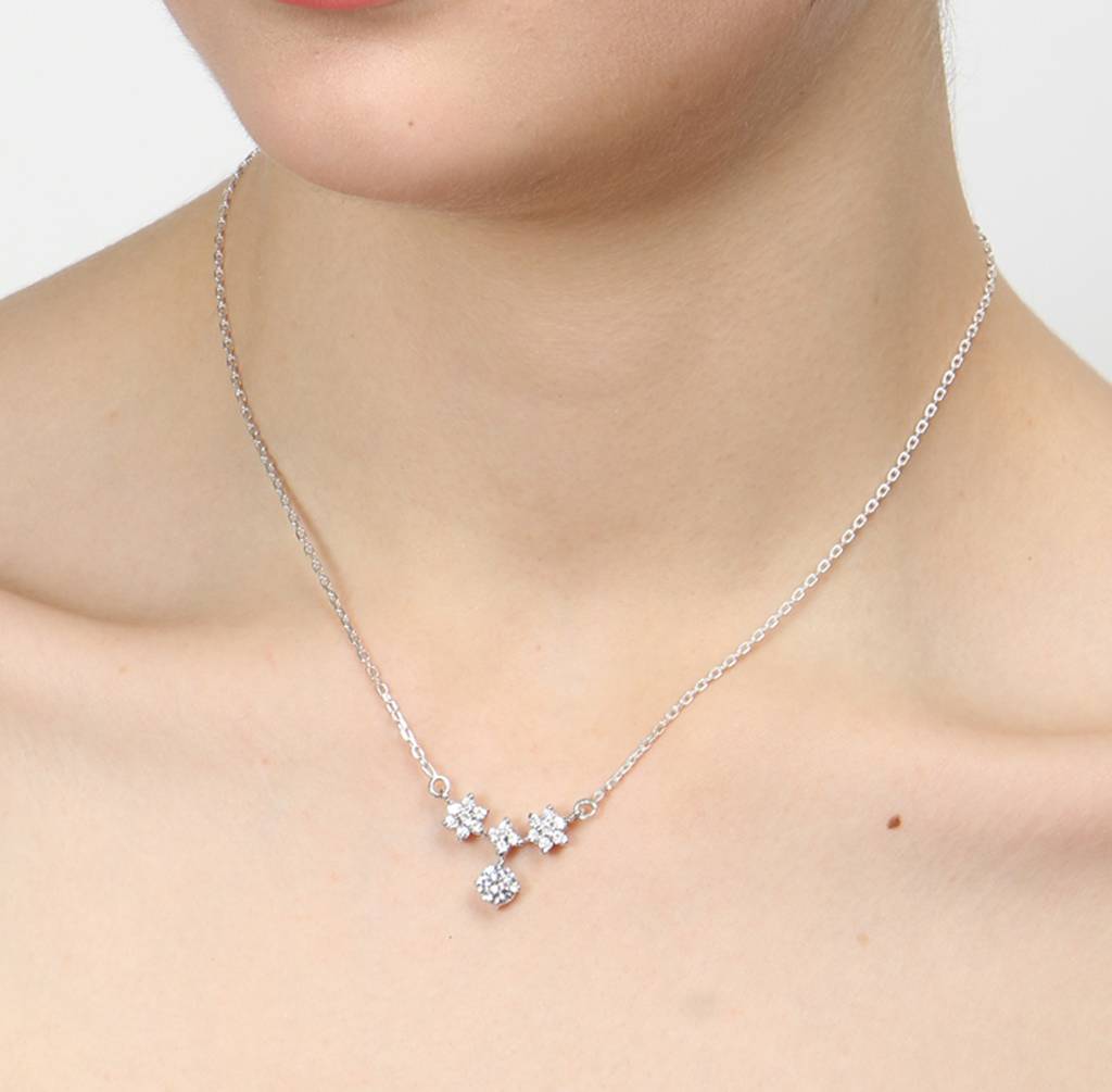 925 Sterling Silver Rhodium Plated Lily Pendant Necklace With Chain Gift For Women And Girls : CSWZMP62_SCH