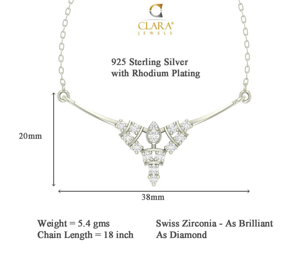 925 Sterling Silver Rhodium Plated Alice Pendant Earring Necklace Set With Chain Gift For Women And Girls : CSWZMP65ME51_SCH