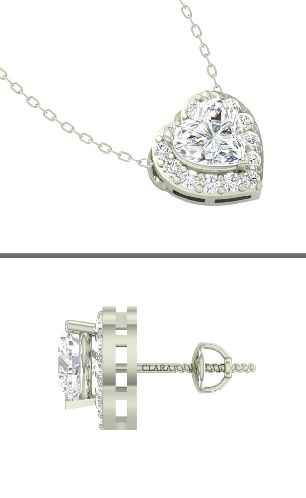 925 Sterling Silver Rhodium Plated Valentine Pendant Earring Necklace Set With Chain Gift For Women And Girls : CSWZMP66ME66_SCH
