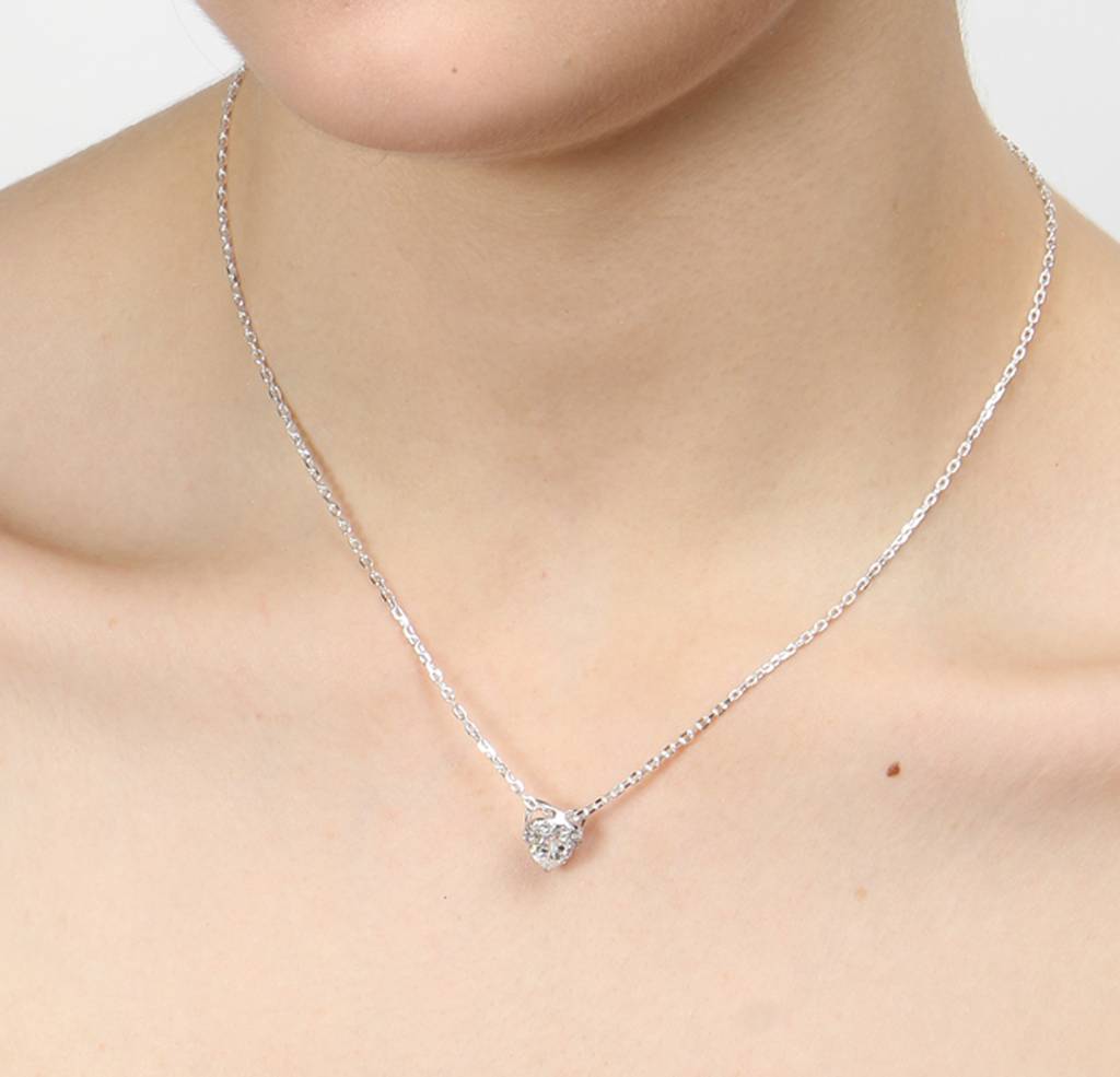 925 Sterling Silver Rhodium Plated Valentine Pendant Necklace With Chain Gift For Women And Girls : CSWZMP66_SCH