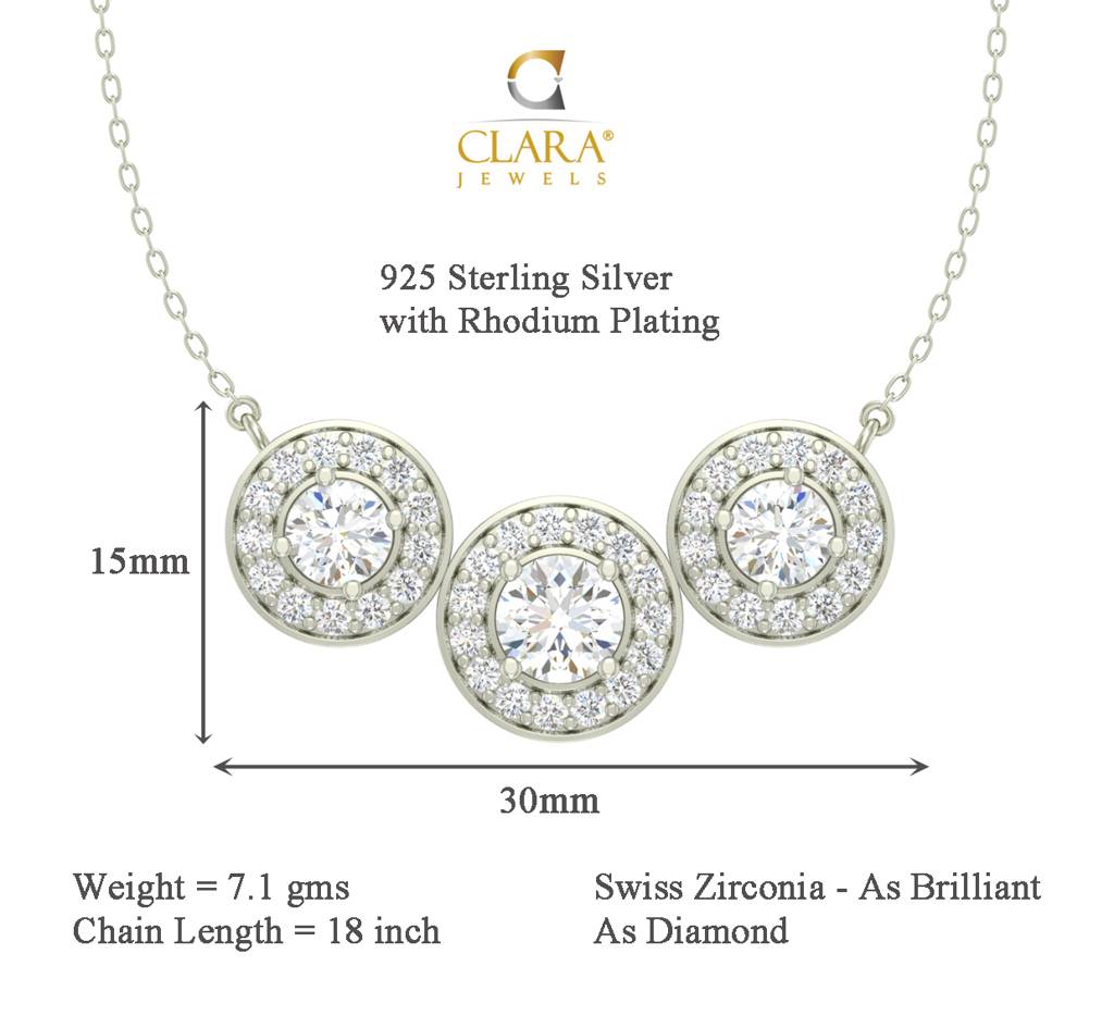 925 Sterling Silver Rhodium Plated Poppy Pendant Necklace With Chain Gift For Women And Girls : CSWZMP69_SCH