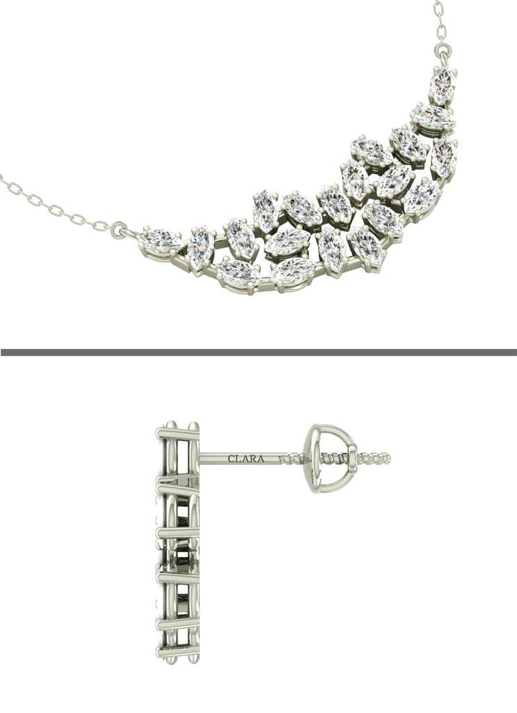 925 Sterling Silver Rhodium Plated Daisy Pendant Earring Necklace Set With Chain Gift For Women And Girls : CSWZMP75ME75_SCH