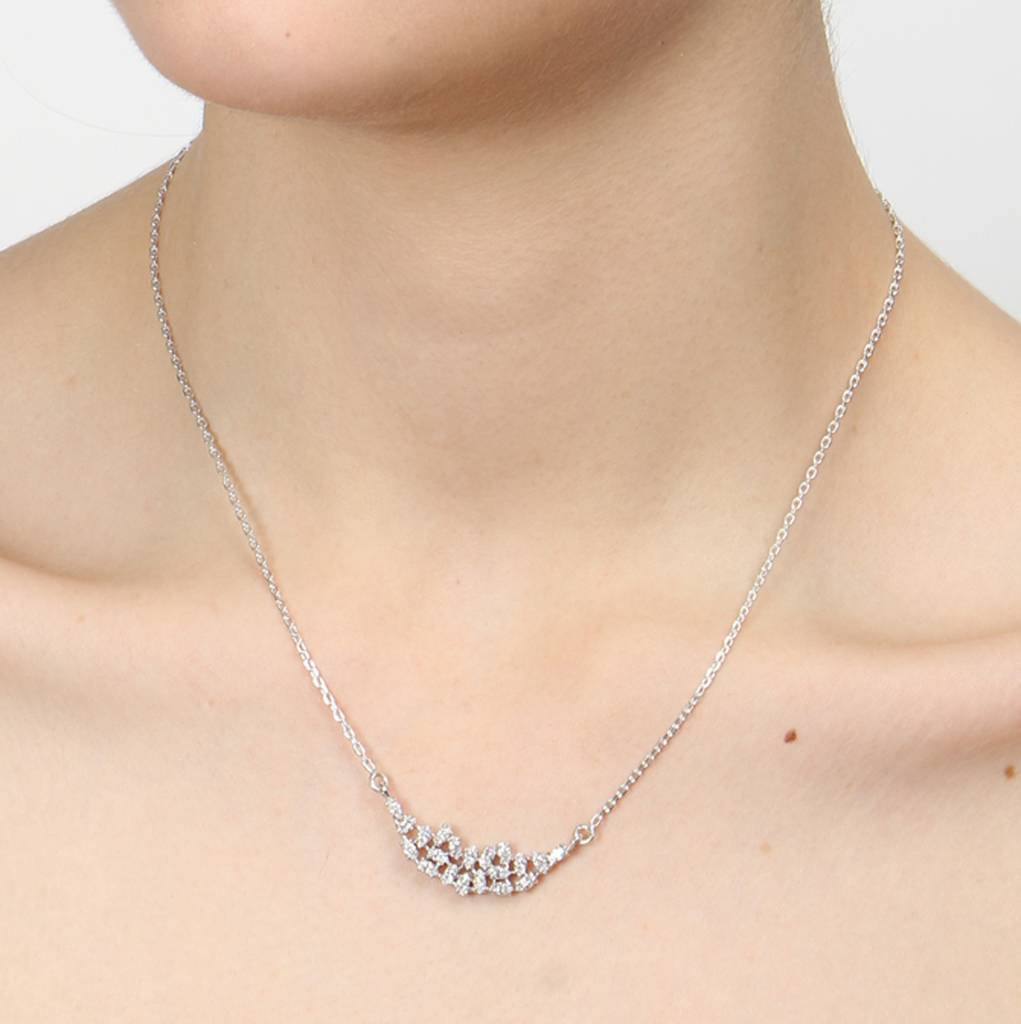 925 Sterling Silver Rhodium Plated Daisy Pendant Necklace With Chain Gift For Women And Girls : CSWZMP75_SCH