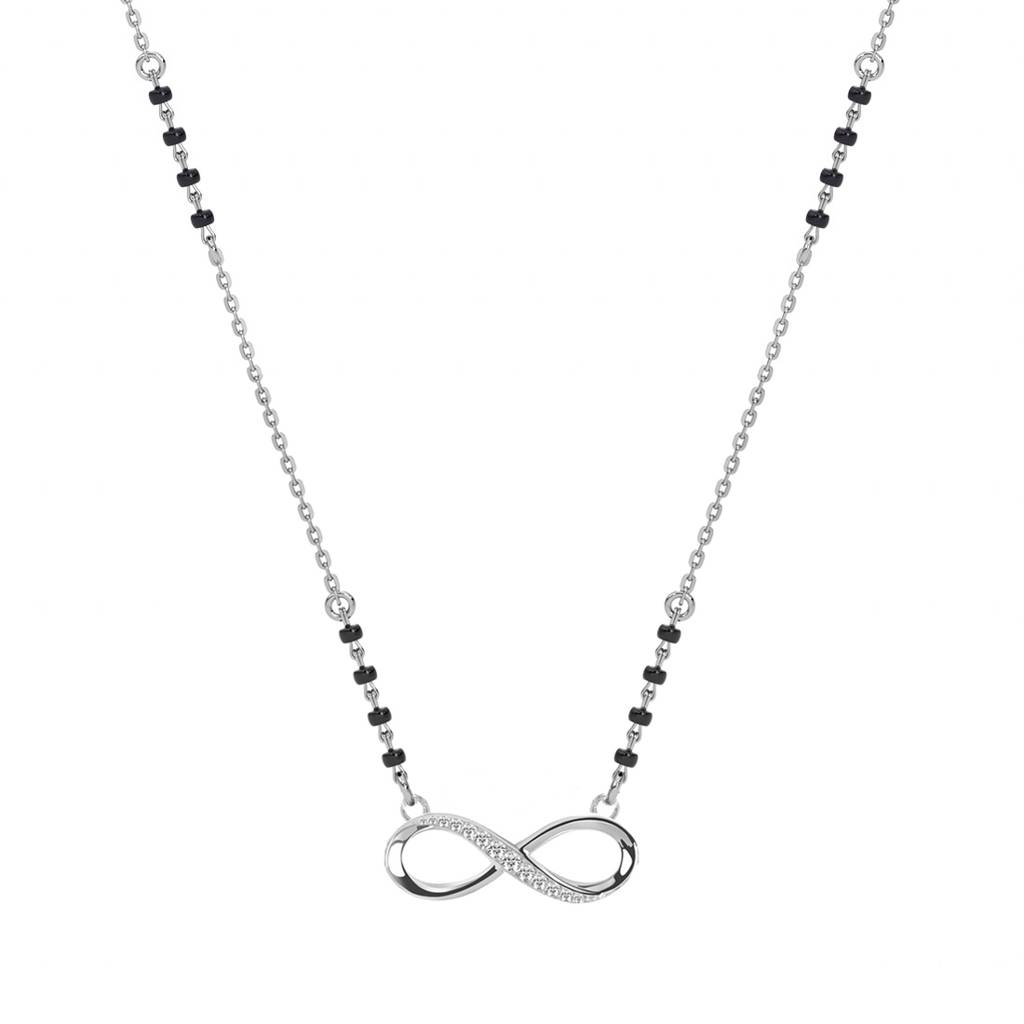 Avani Infinity Mangalsutra Tanmaniya Pendant With Black Beads Chain Gift For Women : CSWZMP81
