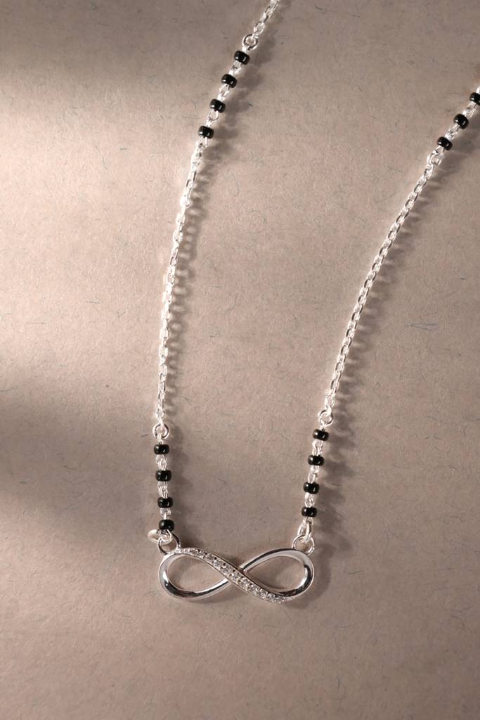 Avani Infinity Mangalsutra Tanmaniya Pendant With Black Beads Chain Gift For Women : CSWZMP81