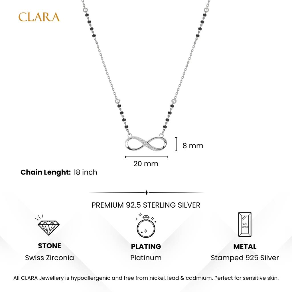 Avani Infinity Mangalsutra Tanmaniya Pendant With Black Beads Chain Gift For Women : CSWZMP81