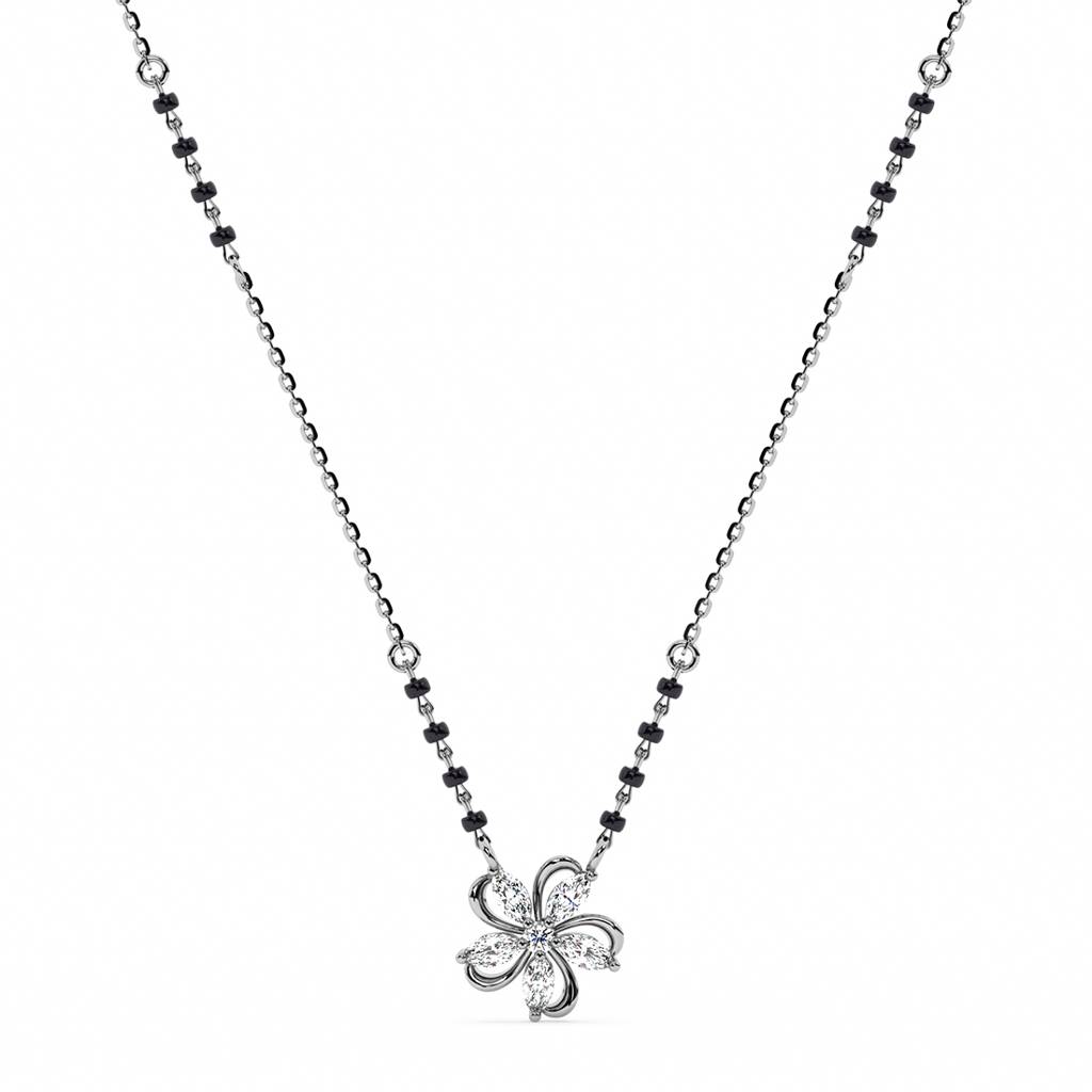 Nayma Flower Mangalsutra Tanmaniya Pendant With Black Beads Chain Gift For Wife : CSWZMP84
