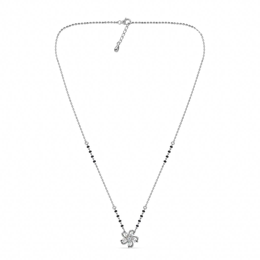 Nayma Flower Mangalsutra Tanmaniya Pendant With Black Beads Chain Gift For Wife : CSWZMP84