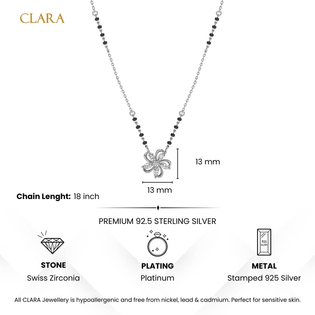 Nayma Flower Mangalsutra Tanmaniya Pendant With Black Beads Chain Gift For Wife : CSWZMP84