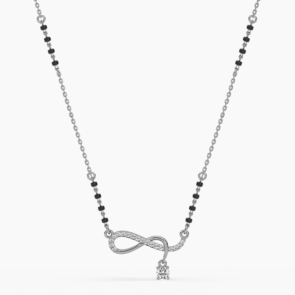 Gitali Twisted Infinity Mangalsutra Tanmaniya Pendant With Black Beads Chain Gift For Wife : CSWZMP88