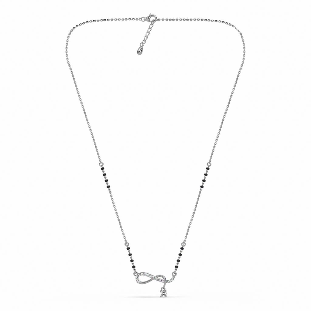Gitali Twisted Infinity Mangalsutra Tanmaniya Pendant With Black Beads Chain Gift For Wife : CSWZMP88