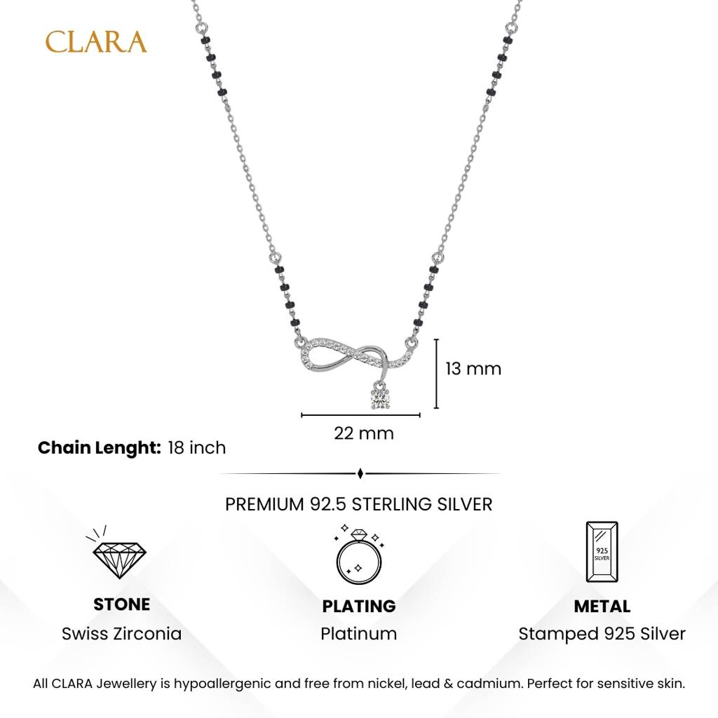 Gitali Twisted Infinity Mangalsutra Tanmaniya Pendant With Black Beads Chain Gift For Wife : CSWZMP88