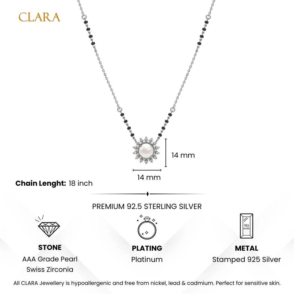 Naisha Pearl Mangalsutra Tanmaniya Pendant With Black Beads Chain