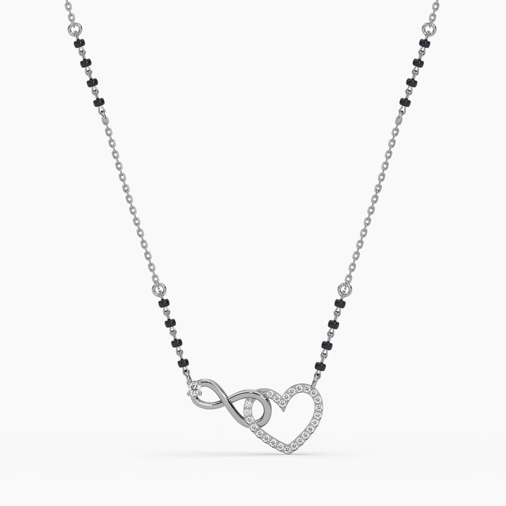 Omisha Infinity Heart Mangalsutra Tanmaniya Pendant With Black Beads Chain Gift For Wife : CSWZMP95