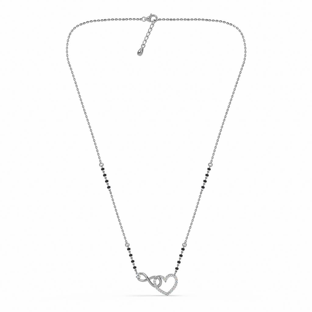 Omisha Infinity Heart Mangalsutra Tanmaniya Pendant With Black Beads Chain Gift For Wife : CSWZMP95