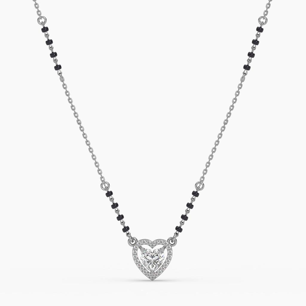 Shanvika Heart Solitaire Mangalsutra Tanmaniya Pendant With Black Beads Chain Gift For Women : CSWZMP98