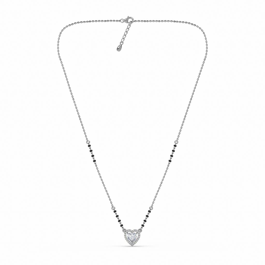 Shanvika Heart Solitaire Mangalsutra Tanmaniya Pendant With Black Beads Chain Gift For Women : CSWZMP98