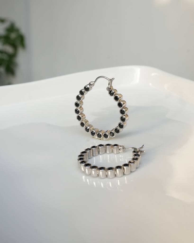 Double Side Studded Earrings With Black Onyx : CS_ER_02B
