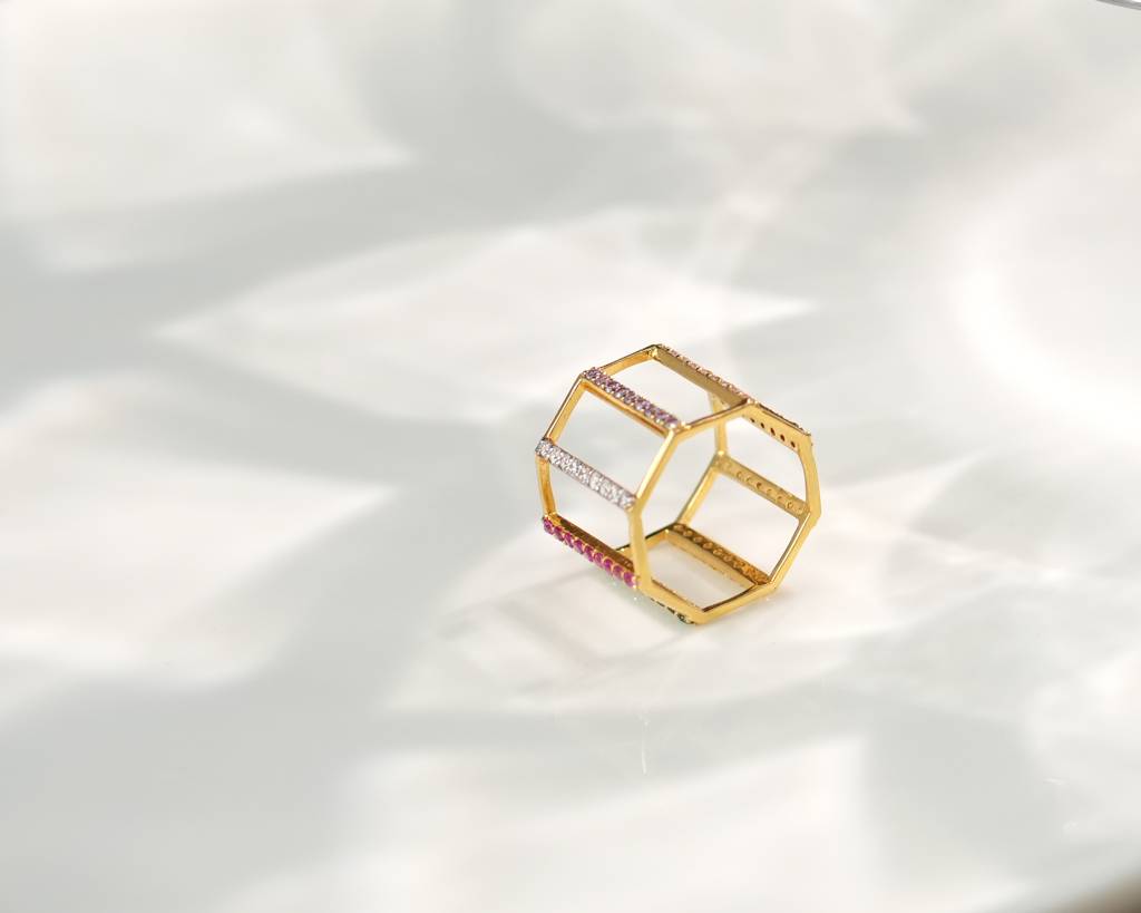 Linear Multi Gemstone Ring : CS-RG-06-10
