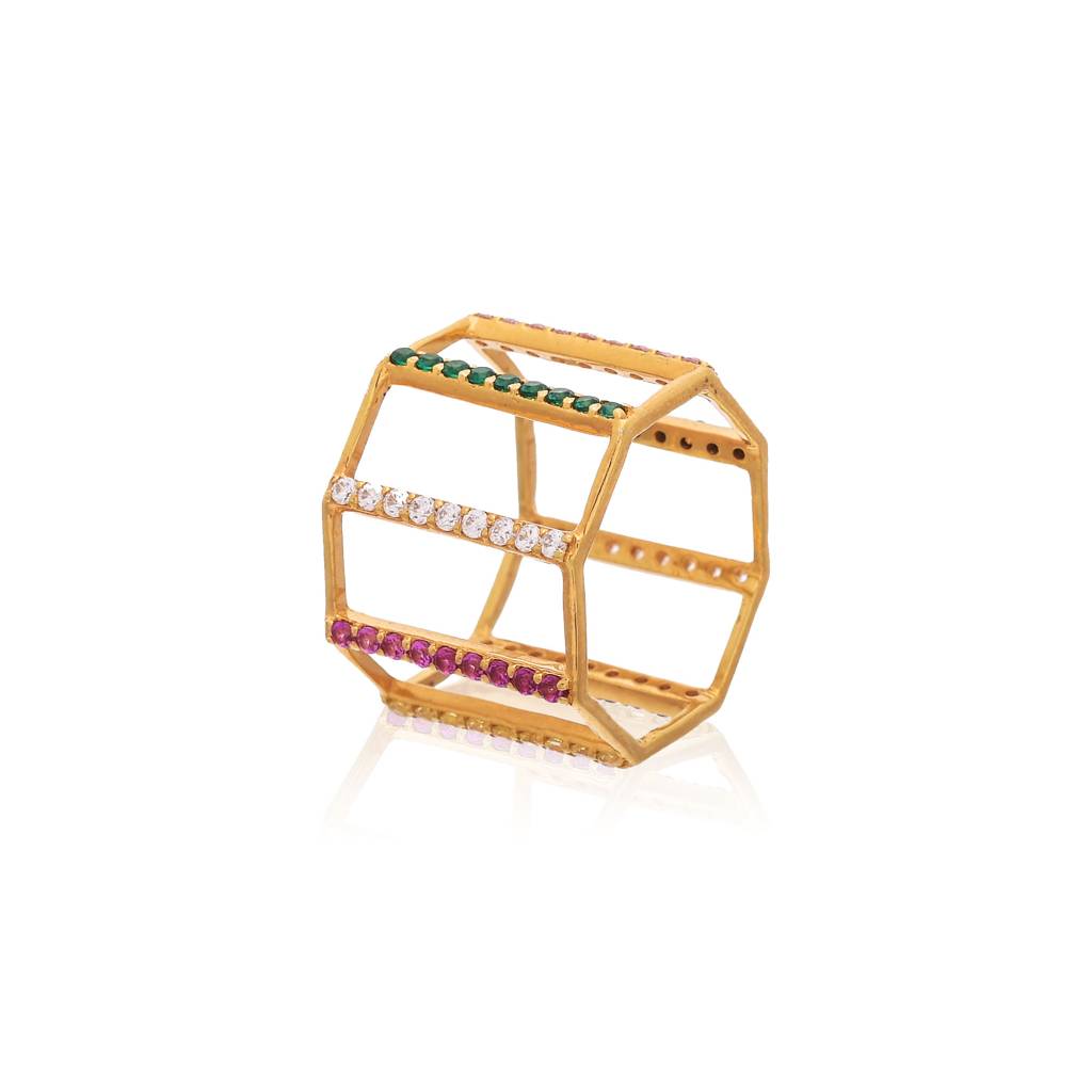 Linear Multi Gemstone Ring : CS-RG-06-10