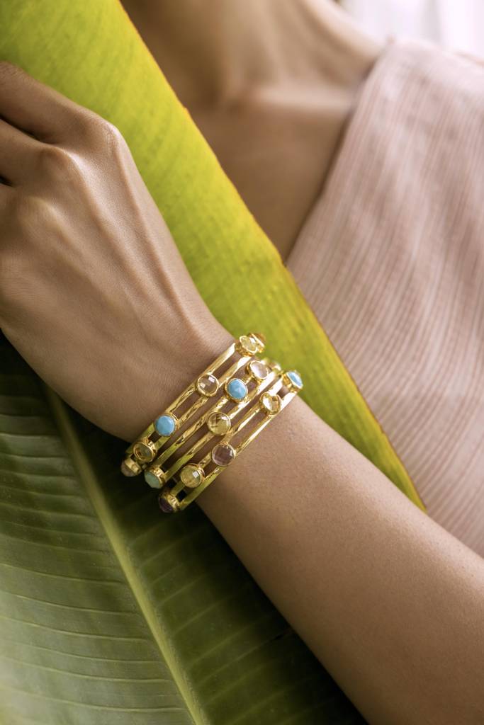 Gold Plated Multi-Stones Bangle : CS-WR-01