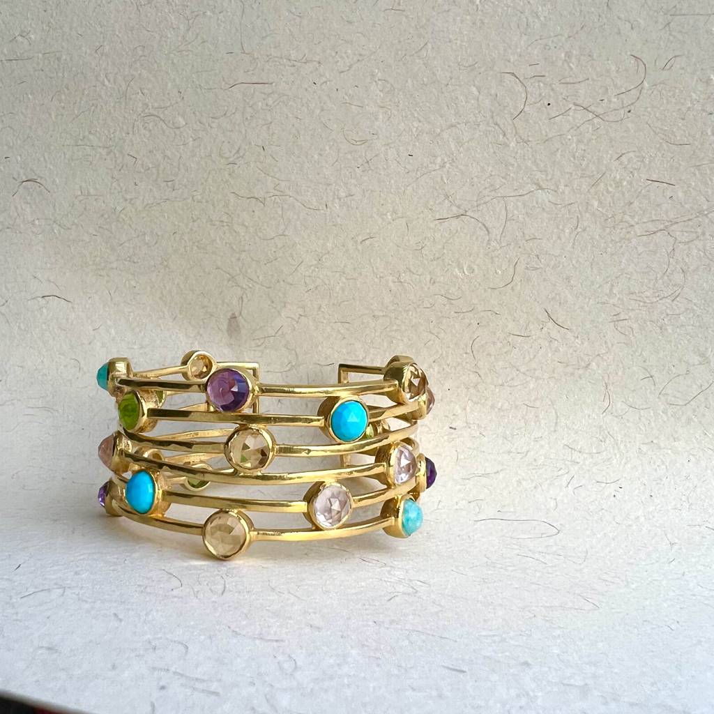 Gold Plated Multi-Stones Bangle : CS-WR-01