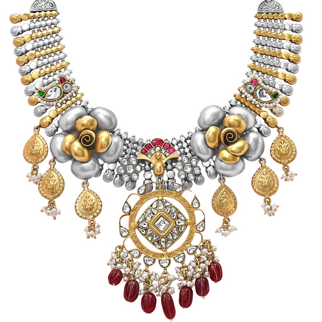 925 Sterling Antique Silver Necklace | Ethnic Fusion Jewelry : NL1044