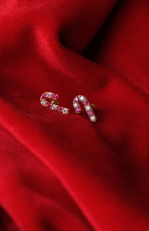 Candy Studs 925 Sterling Silver Earrings | Gold Micron Finish | Christmas Jewelry For Women & Girls : CandyStuds