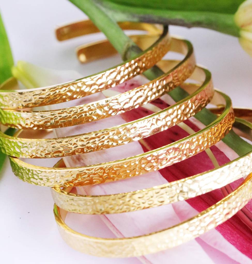 Gold Bracelet With Hammered And Textured Details That Fits Every Mood And Occasion