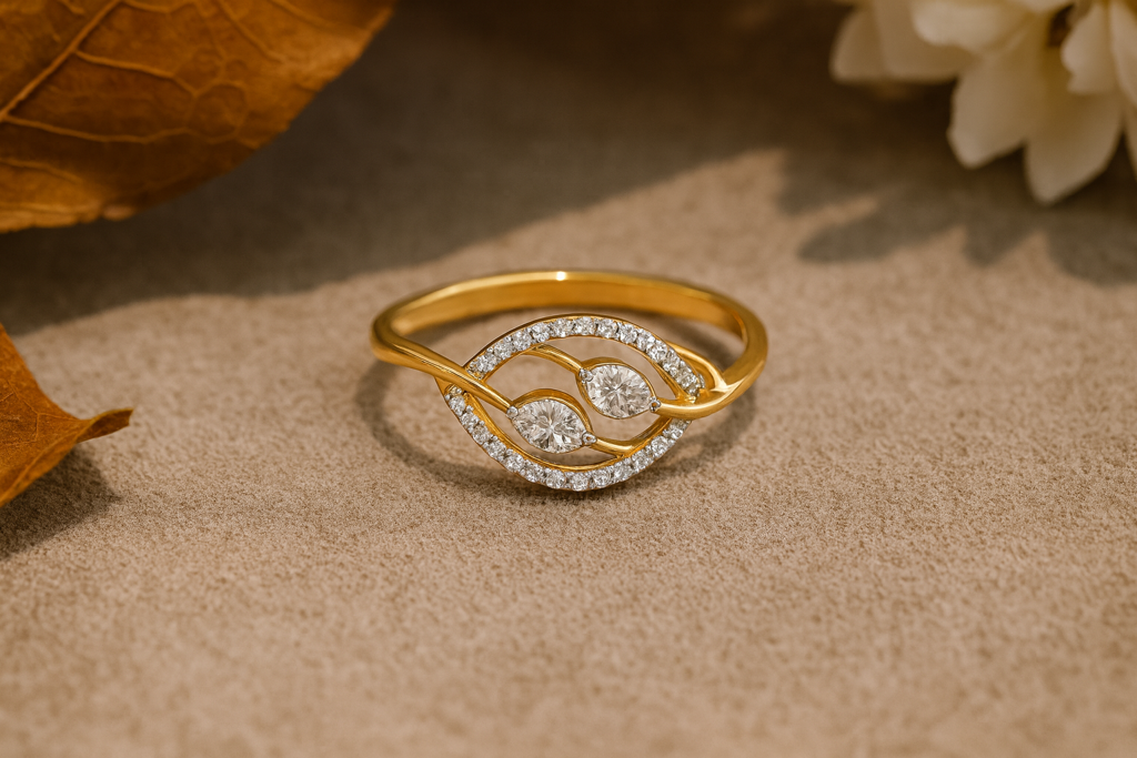 Leaf Glow Diamond Ring In 14K Gold : ALR01540