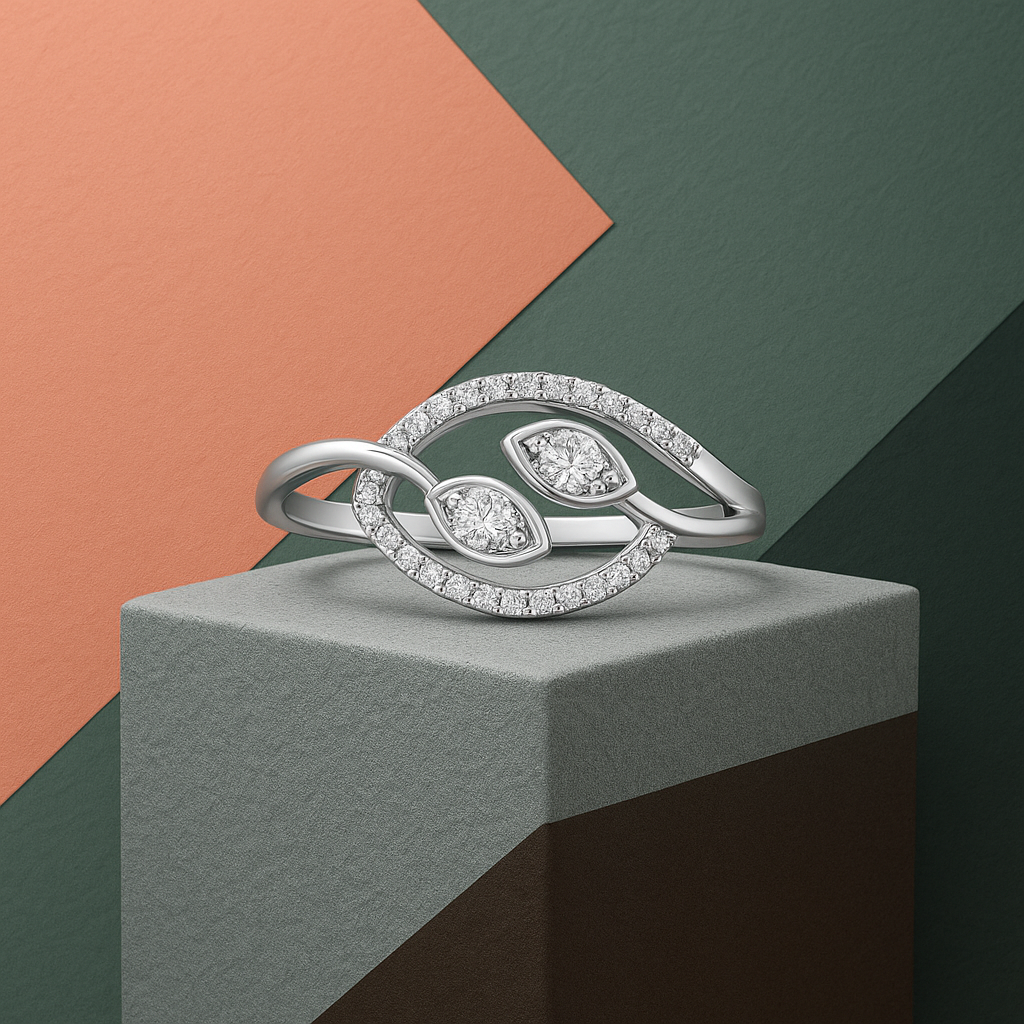Leaf Glow Diamond Ring In 14K Gold : ALR01540