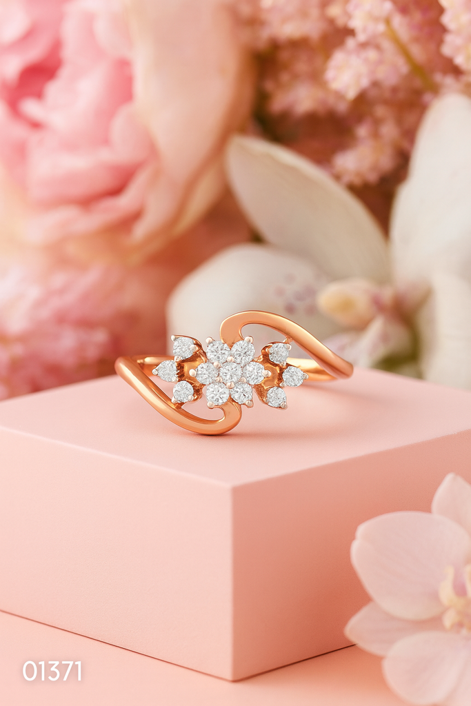 Floral Radiance Diamond Ring In 14K Gold : ALR01371