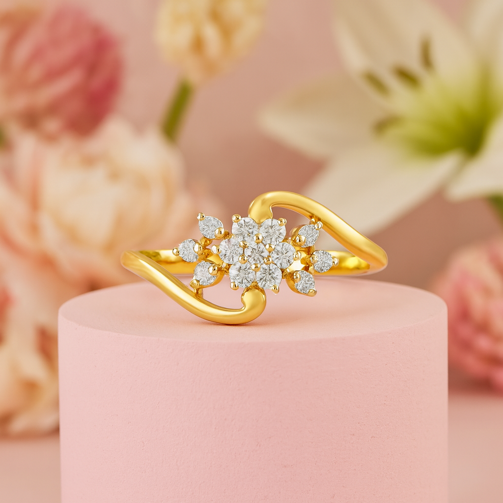 Floral Radiance Diamond Ring In 14K Gold : ALR01371
