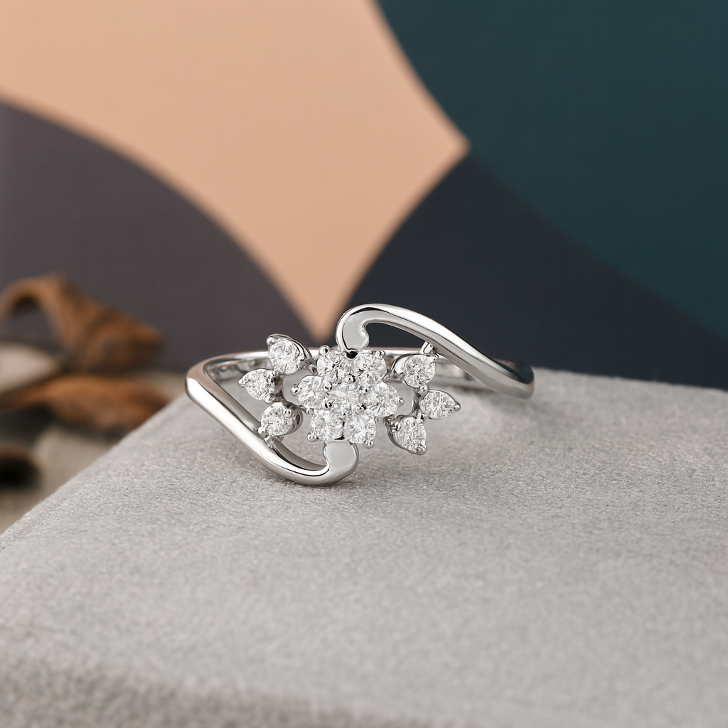 Floral Radiance Diamond Ring In 14K Gold : ALR01371